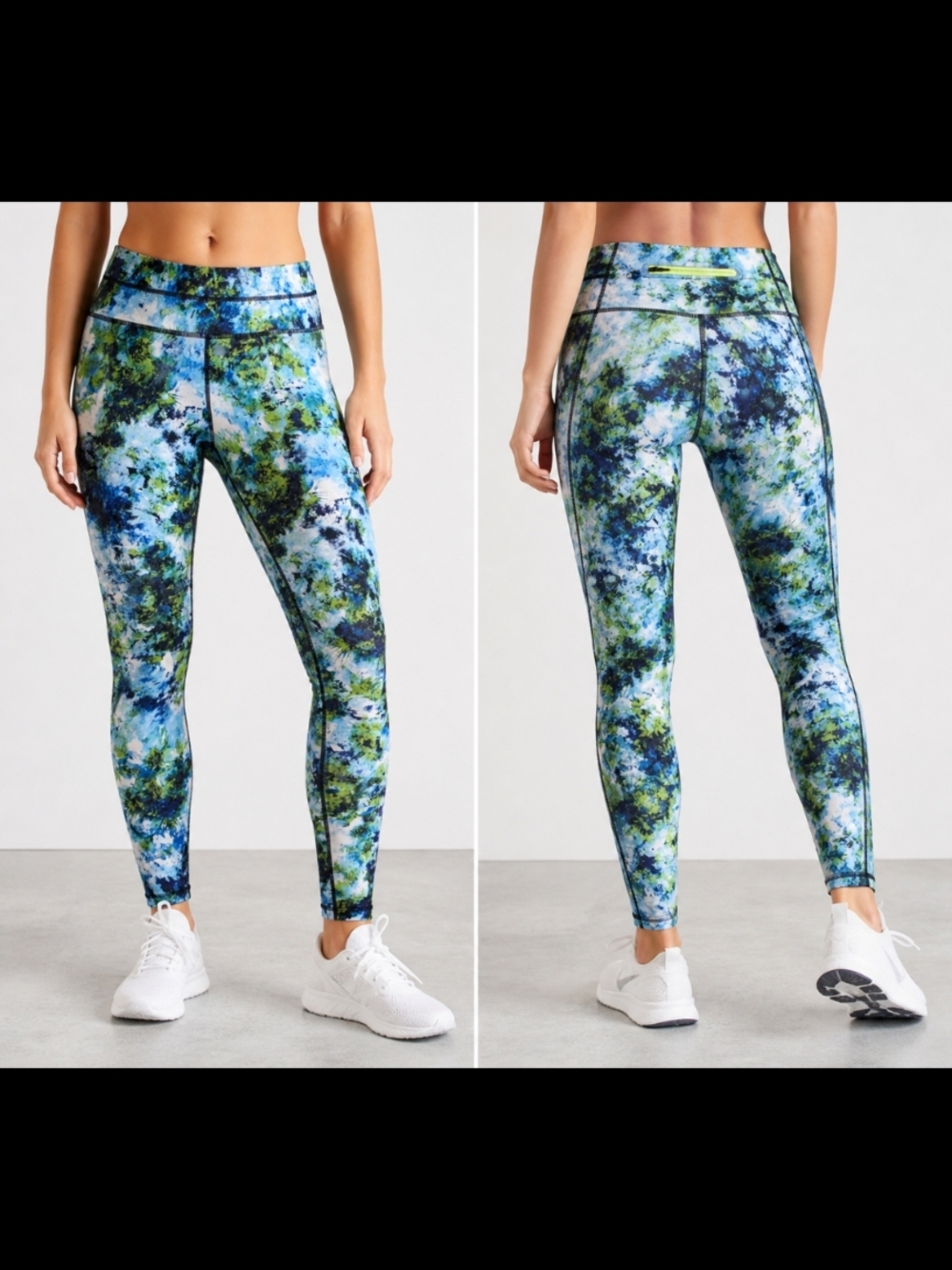 Athleta Multi-Blue Green Print High-Rise Leggings